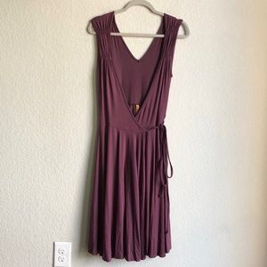Rachel Pally Sleeveless Wrap Modal Jersey Knit Midi Dress Large Plum Maroon